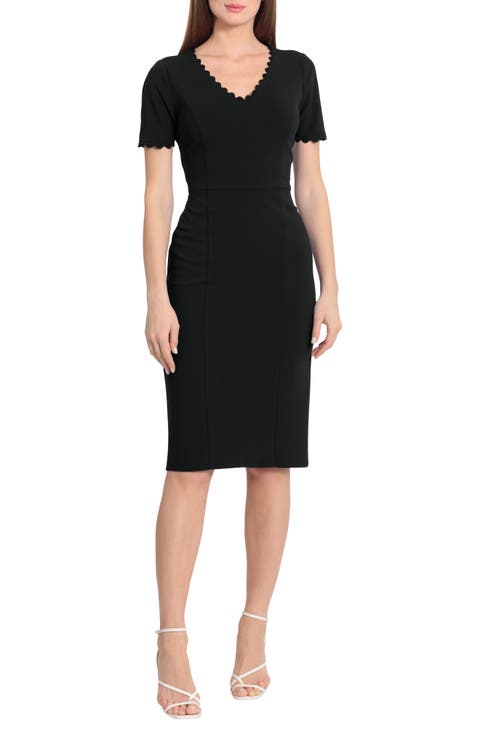 Short Sleeve Midi Sheath Dress