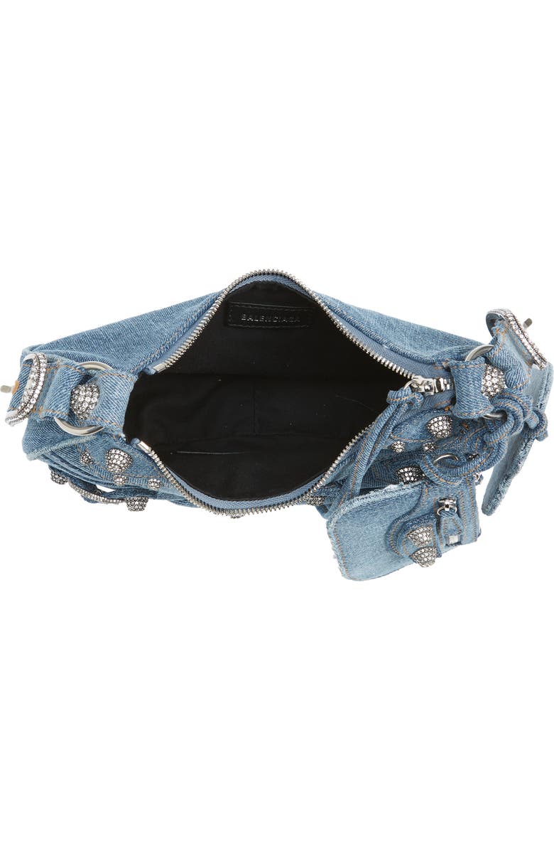Balenciaga Extra Small Cagole Denim Shoulder Bag, Alternate, color,