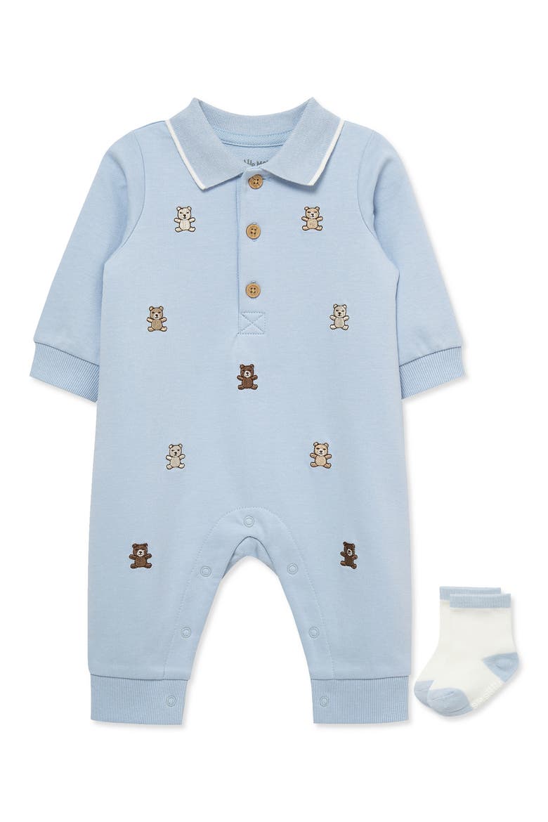Kids' Bears Coverall & Socks Set, Main, color, BLUE