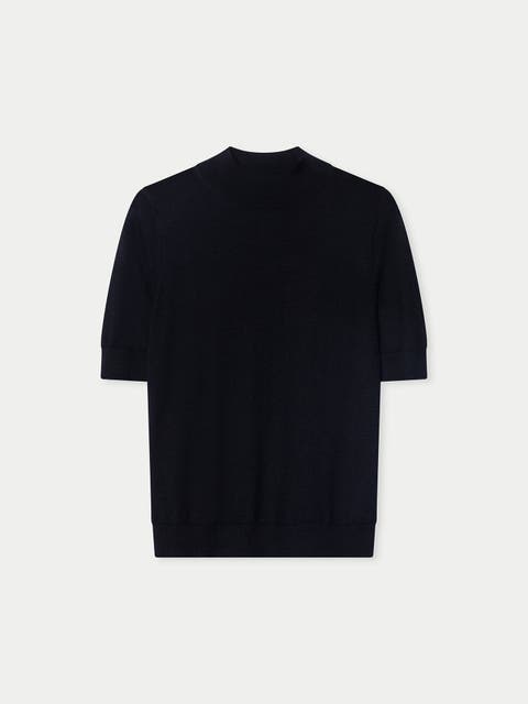 Cashmere Silk Shirt with High Neck