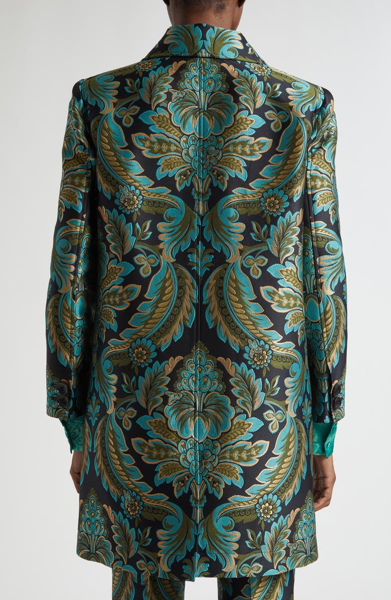 Etro Paisley Jacquard Coat, Alternate, color, Black/ Green/ Turquoise Multi