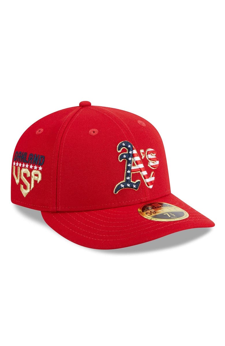 New Era Men's New Era Red Oakland Athletics 2023 Fourth of July Low Profile 59FIFTY Fitted Hat, Main, color, Red