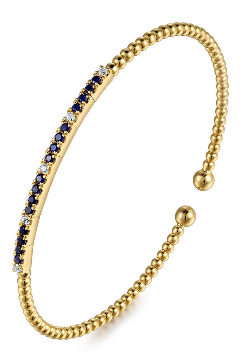 Bujukan Sapphire & Diamond Beaded Cuff Bracelet, Alternate, color, GOLD