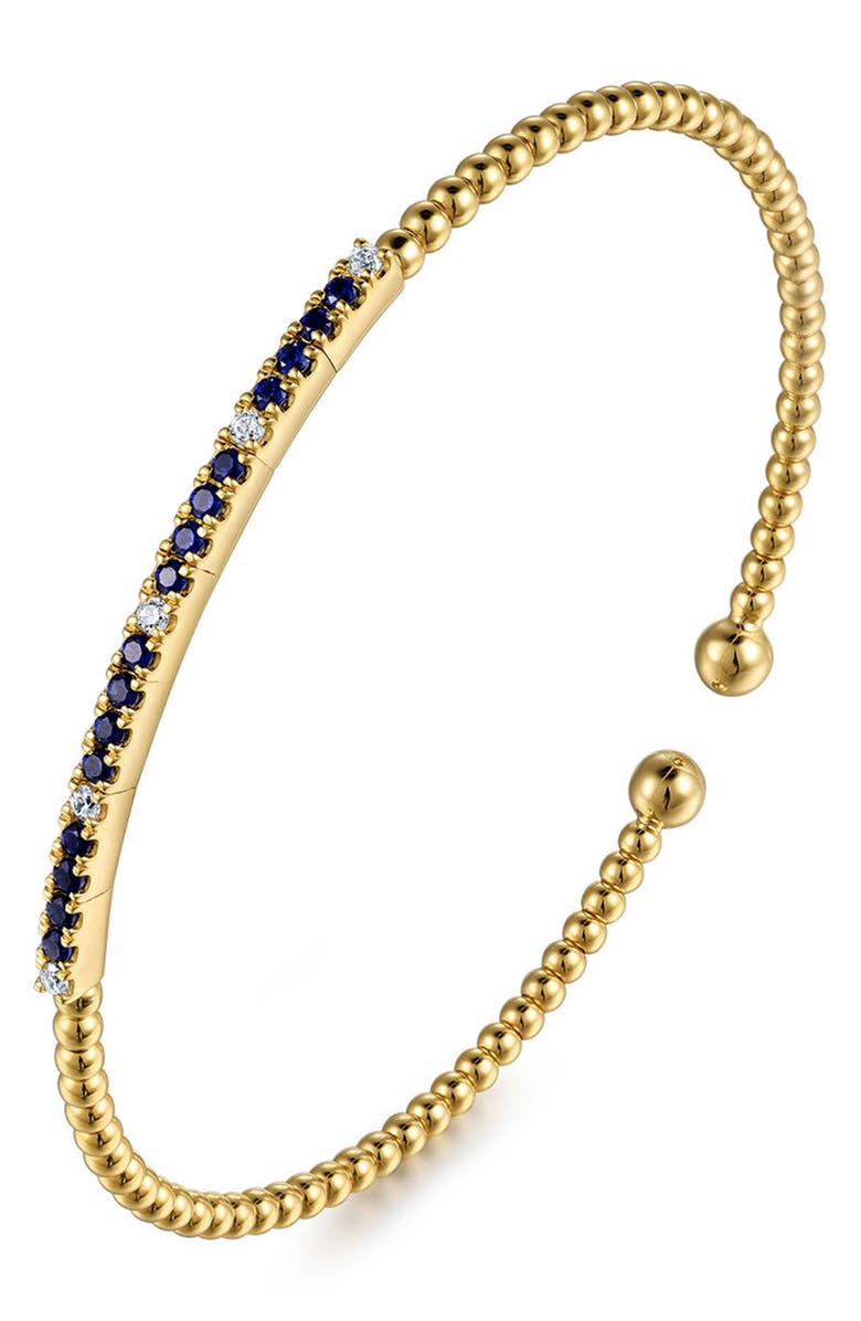 Gabriel & Co. Bujukan Sapphire & Diamond Beaded Cuff Bracelet, Alternate, color, Gold