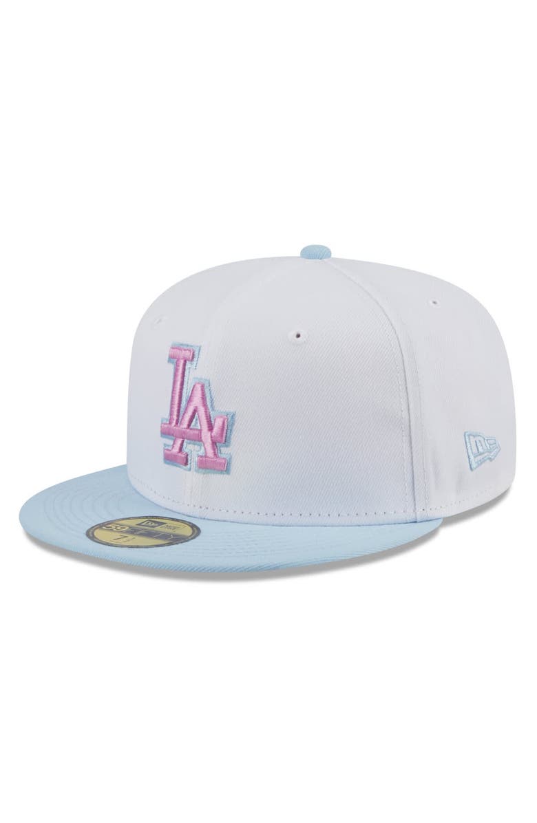 New Era Men's New Era Light Blue Los Angeles Dodgers Spring Color Basic Two-Tone 59FIFTY Fitted Hat, Alternate, color,