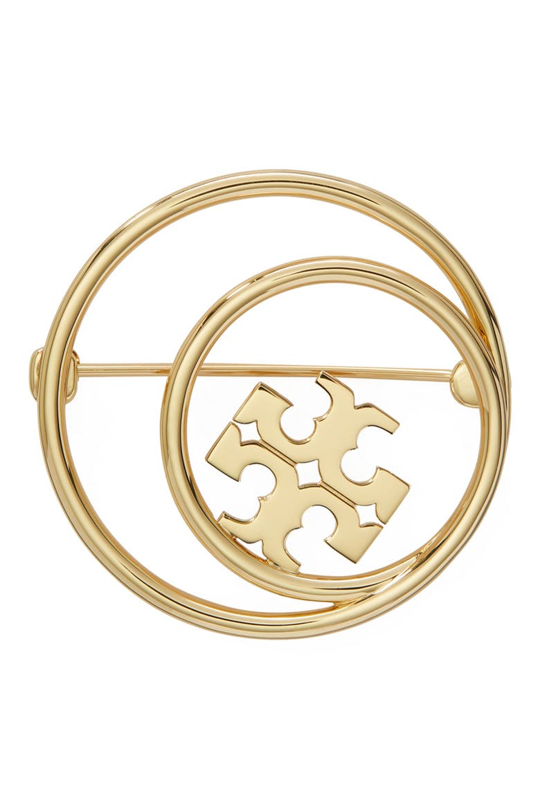 Miller Double Loop Brooch, Main, color, TORY GOLD