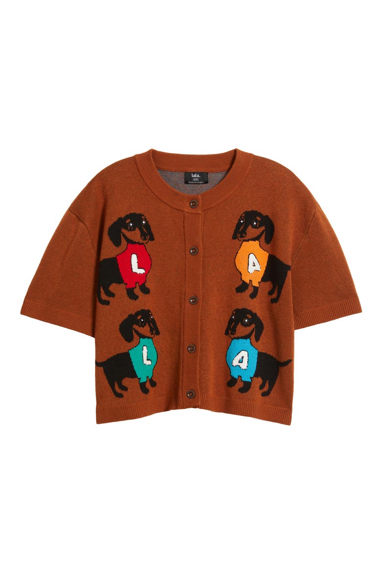 Weenie Dog Cardigan, Alternate, color, BROWN