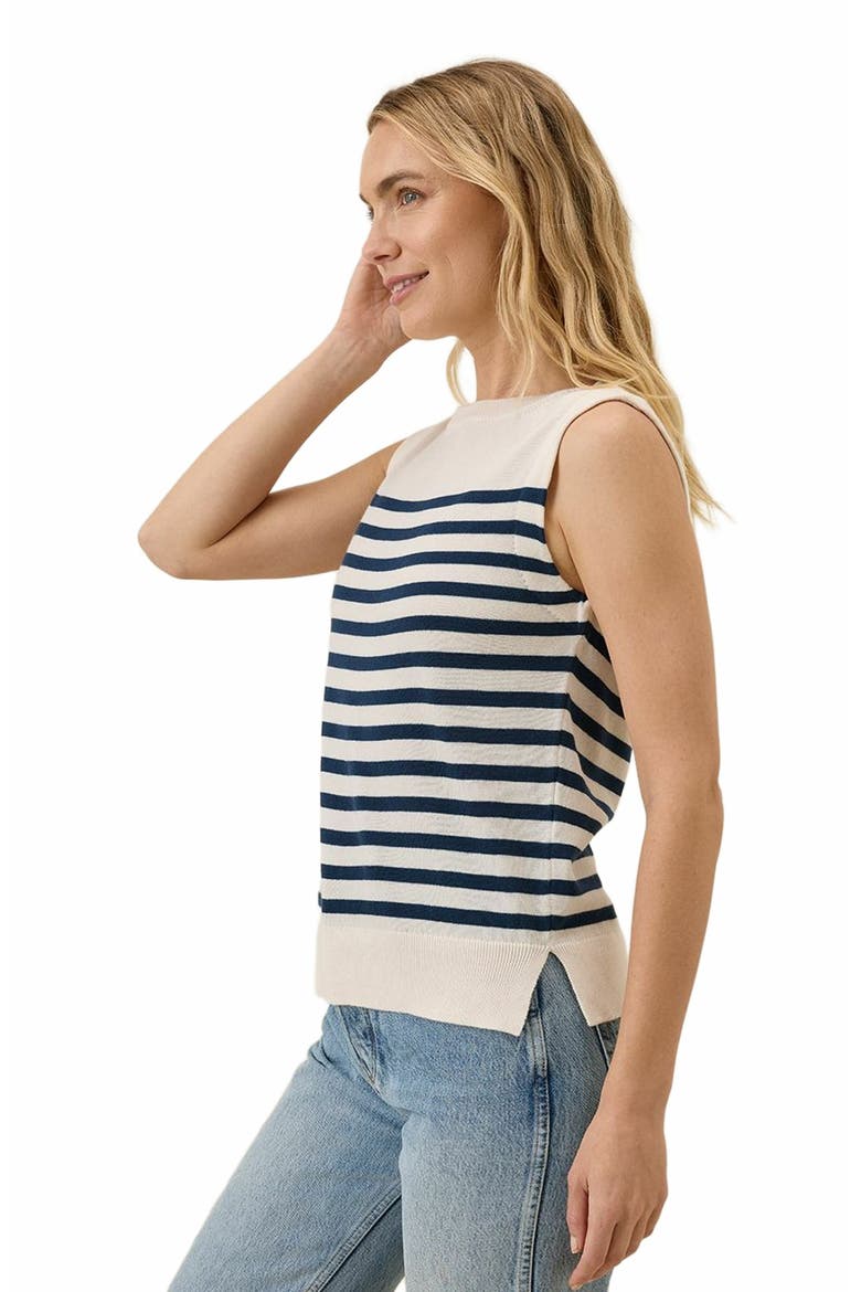Organic Cotton Classic Fine Knit Shell, Alternate, color, Navy Laguna Stripe