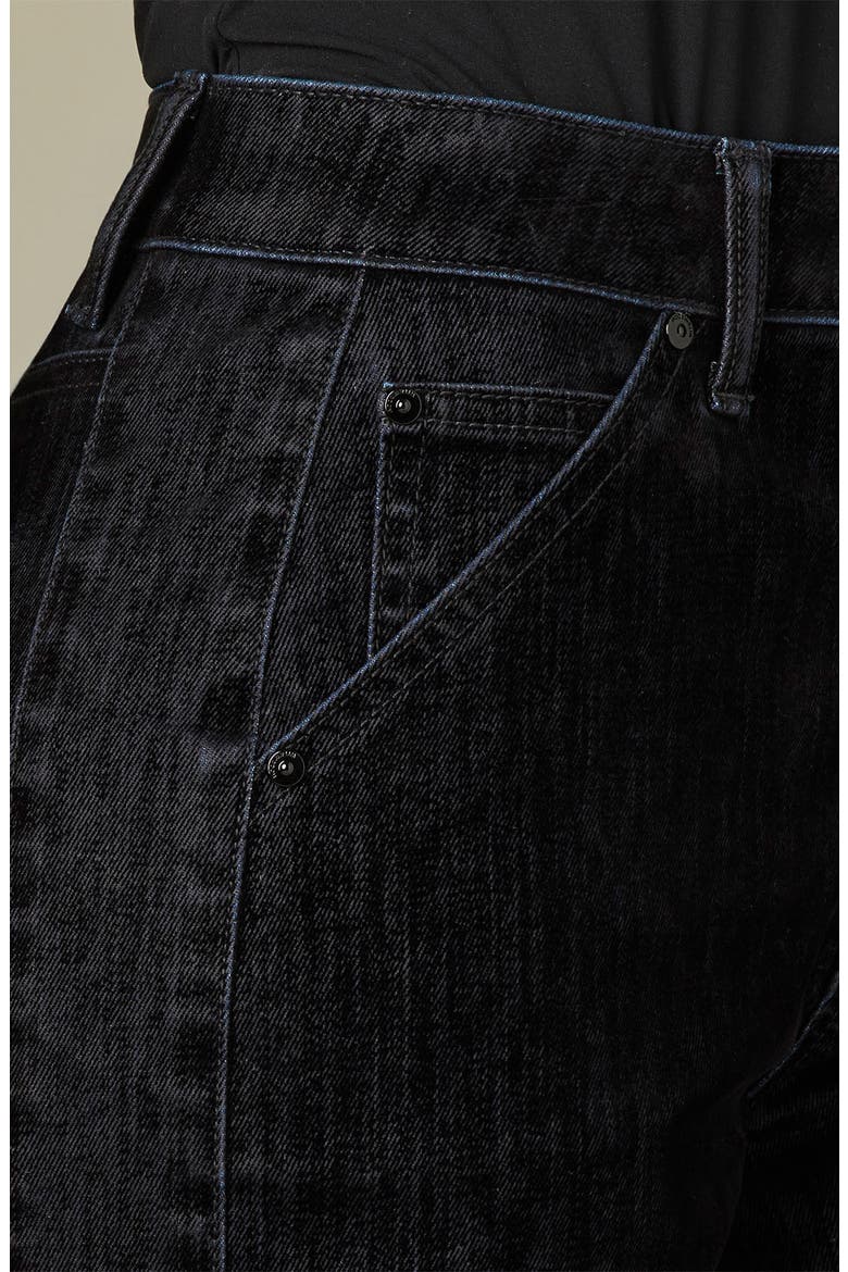 Skyrise V-Yoke High Waist Velvet Denim Wide Leg Jeans, Alternate, color, BLACK