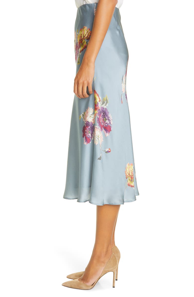 Rebecca Taylor Simone Fleur Silk Charmeuse Bias Cut Skirt, Alternate, color,