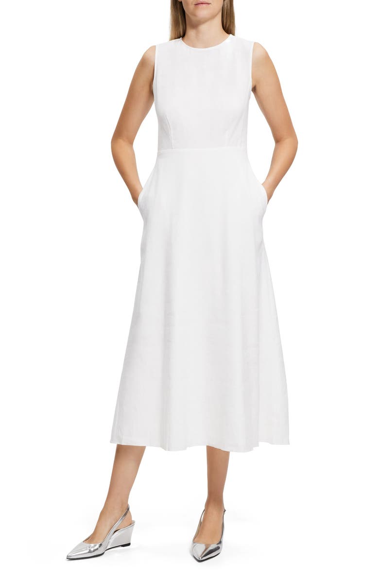 Theory Linen Blend A-Line Dress, Main, color, 