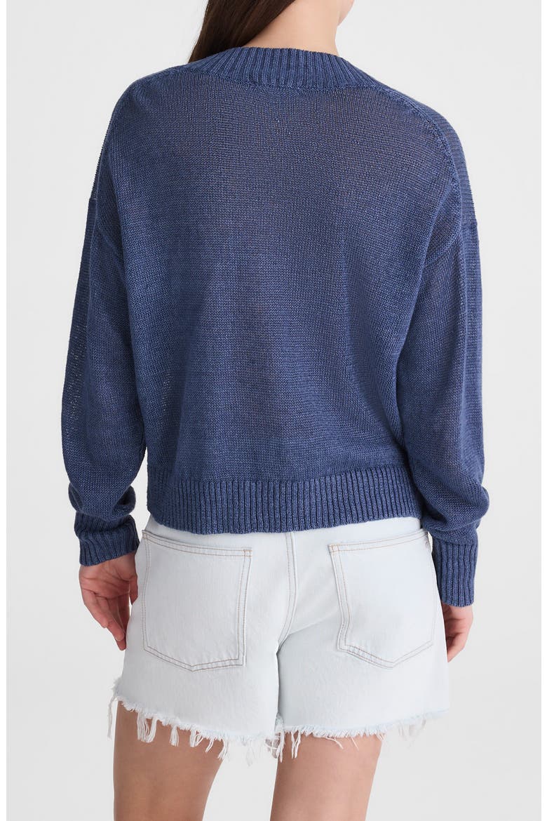 Arline Linen V-Neck Pullover, Alternate, color, PETROL NAVY