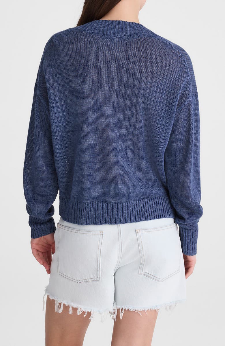 Madewell Arline Linen V-Neck Pullover, Alternate, color, Petrol Navy