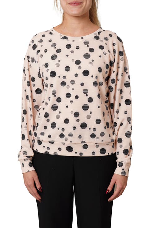 Drop Shoulder Dot French Terry Sweater