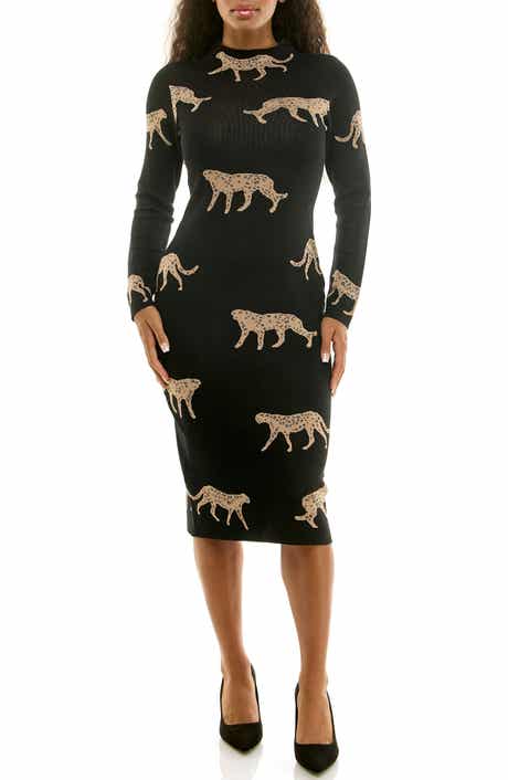 Nina Leonard Long Sleeve Jacquard Sheath Dress