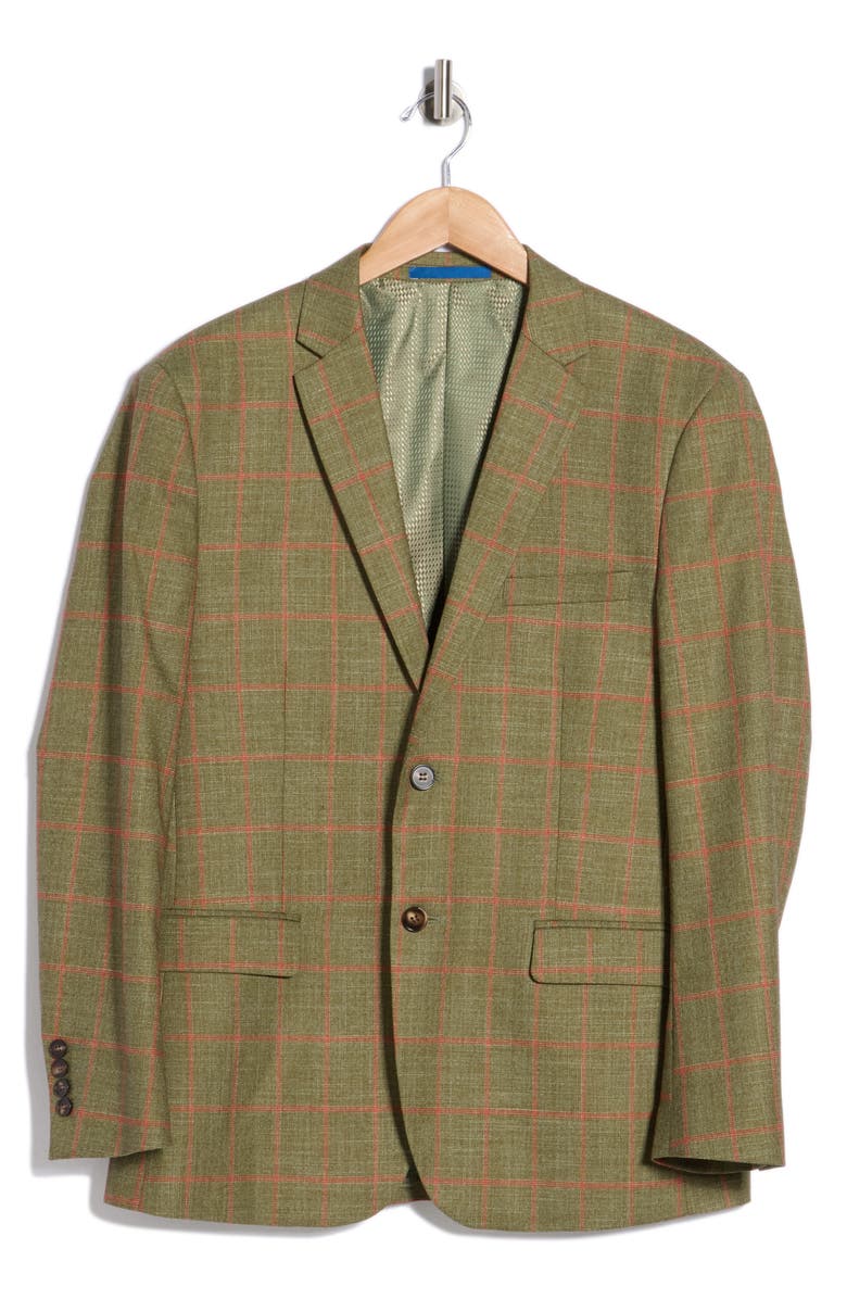 Gino Vitale Slim Fit Windowpane Blazer, Alternate, color, Green