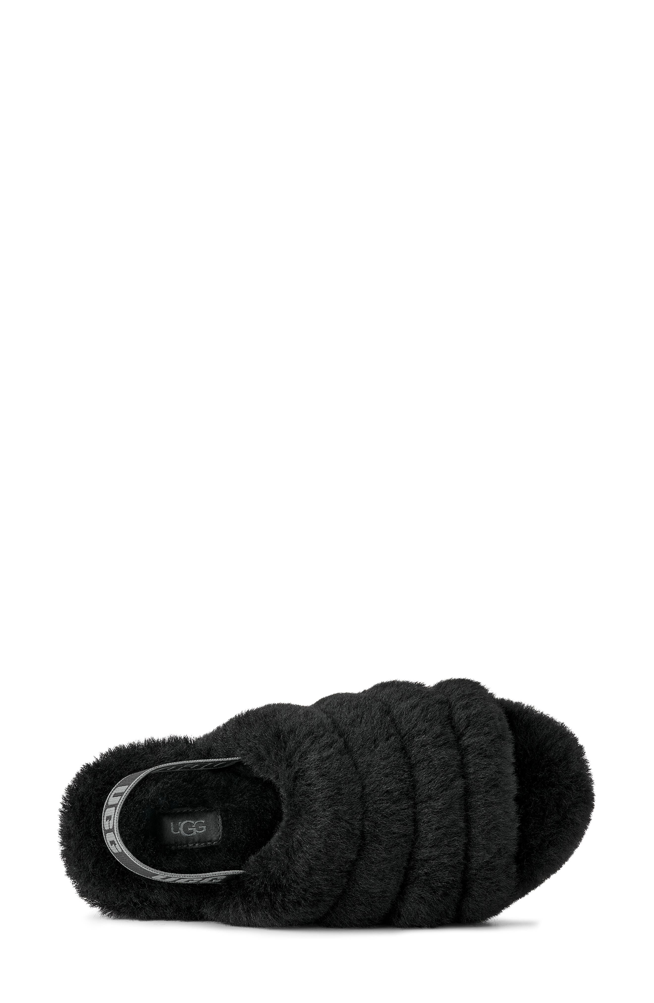 UGG<sup>®</sup> Fluff Yeah Faux Fur Slingback Sandal, Alternate, color, Black / Dark Shadow