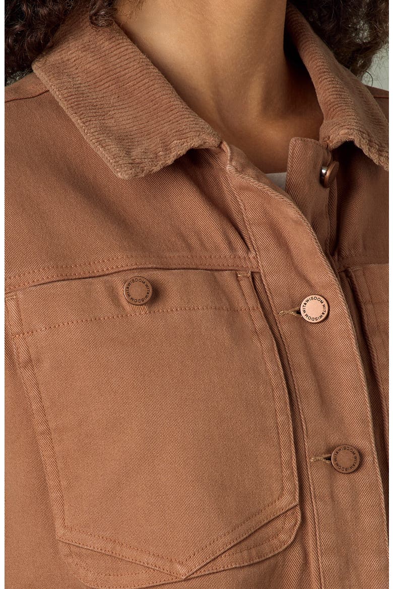 Corduroy Collar Denim Jacket, Alternate, color, CANDIED WALNUT