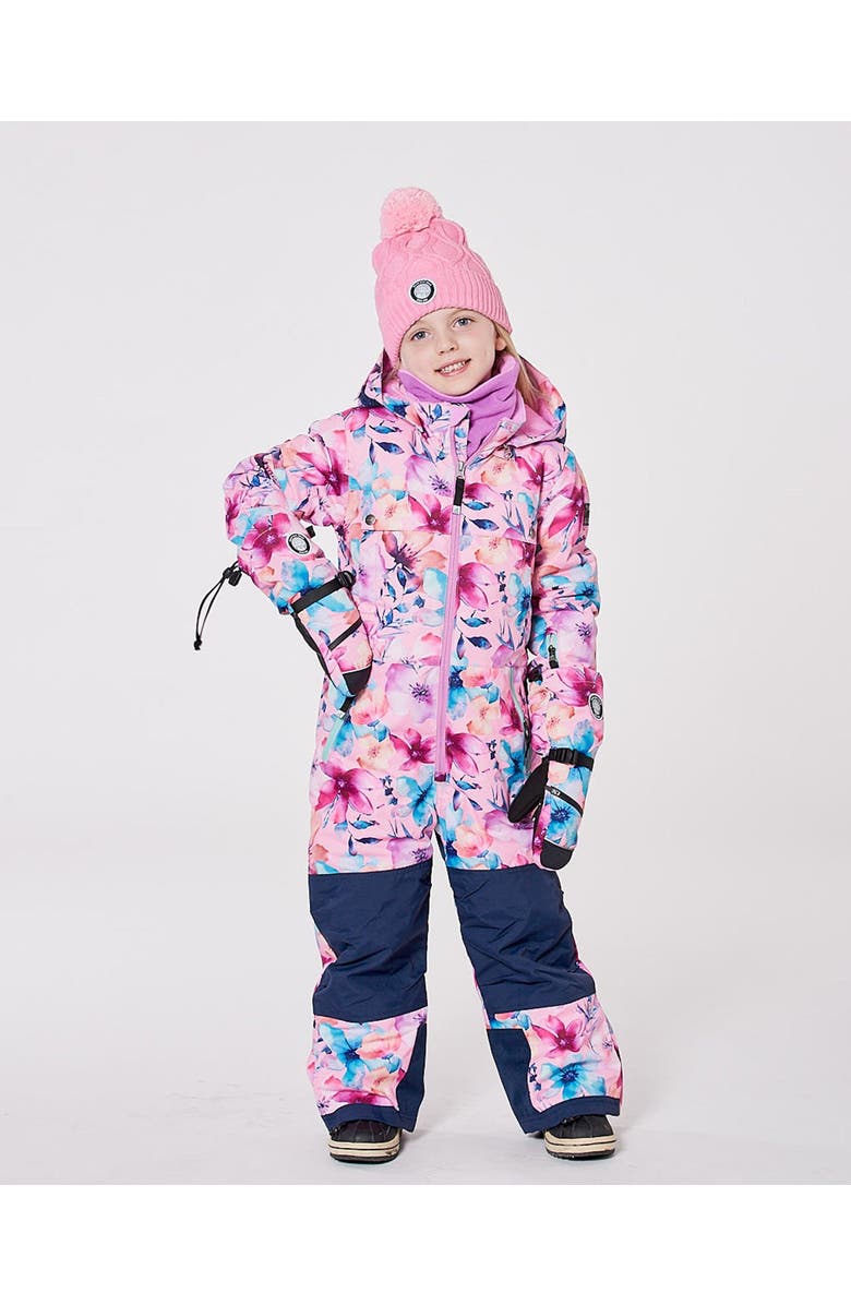 Deux par Deux One-Piece Teknik Snowsuit Watercolor Flower, Alternate, color, Pink