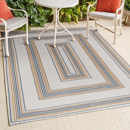 Jonathan Y Argo Classic Nautical Mitre Stripe Reversible Machine-washable Indoor/outdoor Area Rug In Navy/cream