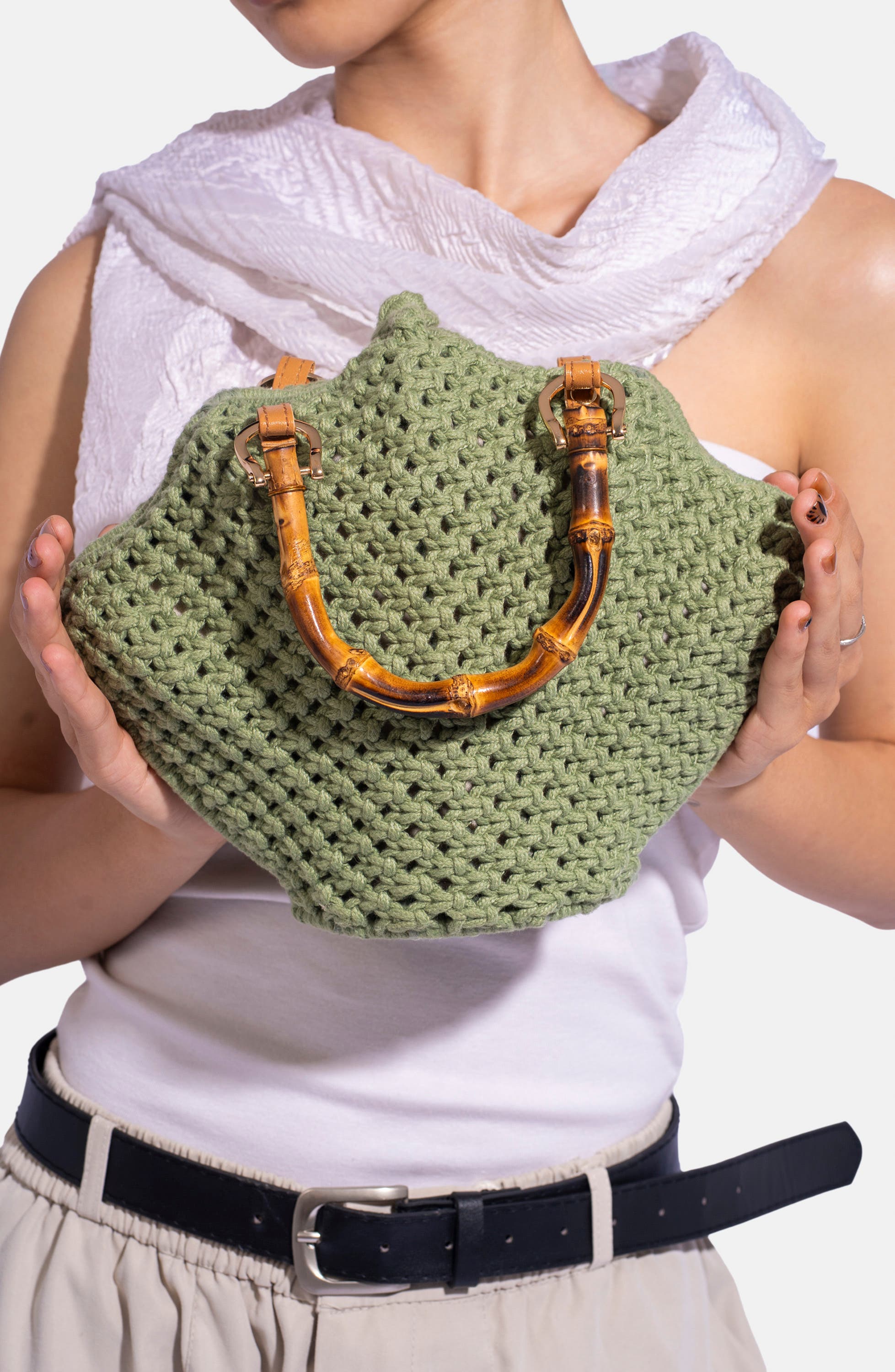 Crochet Shell Bag, Alternate, color, GREEN