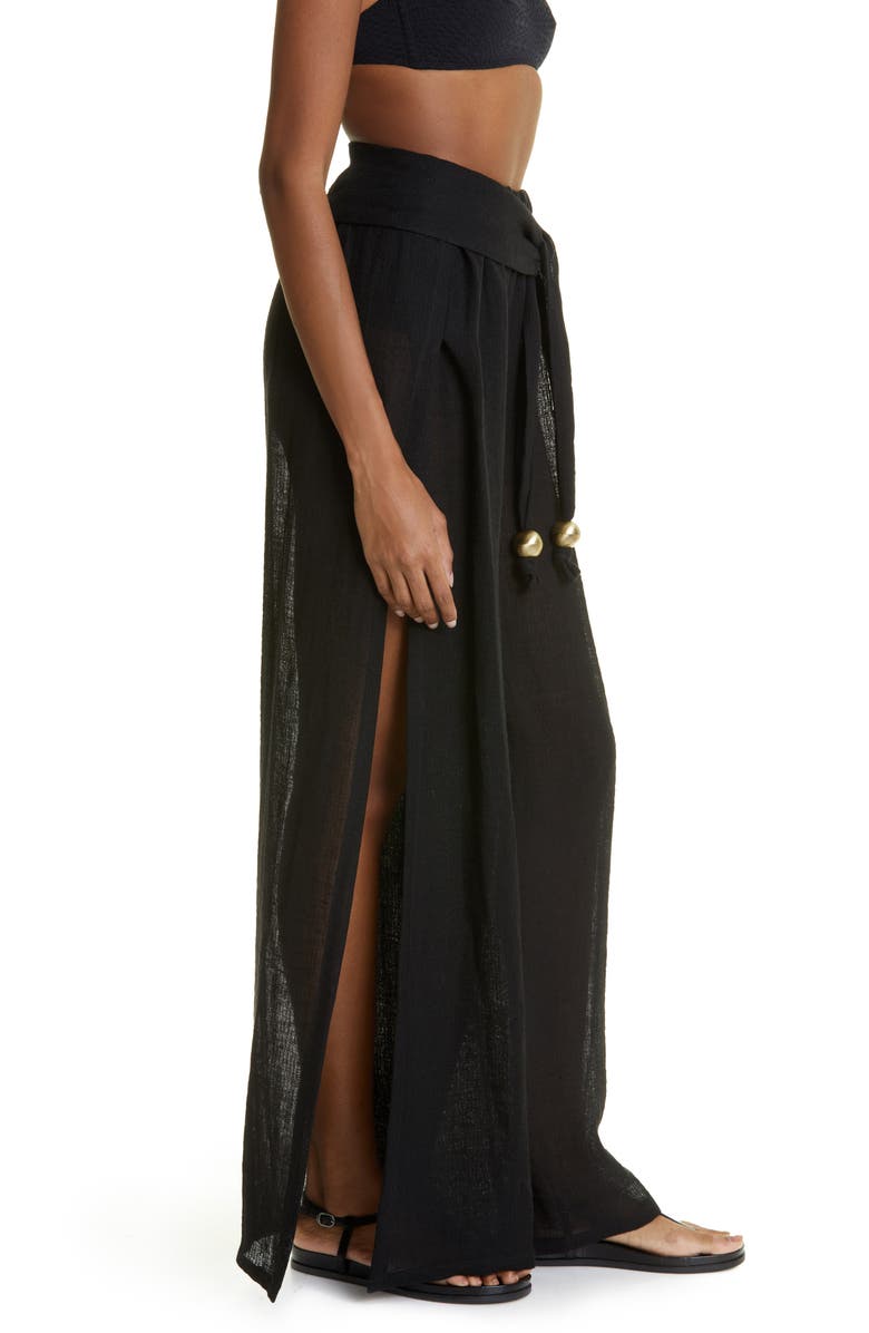 Lisa Marie Fernandez The Open Side Wide Leg Organic Linen Blend Pants, Alternate, color,