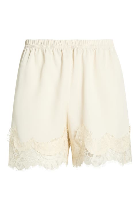 Lace Trim Satin Shorts
