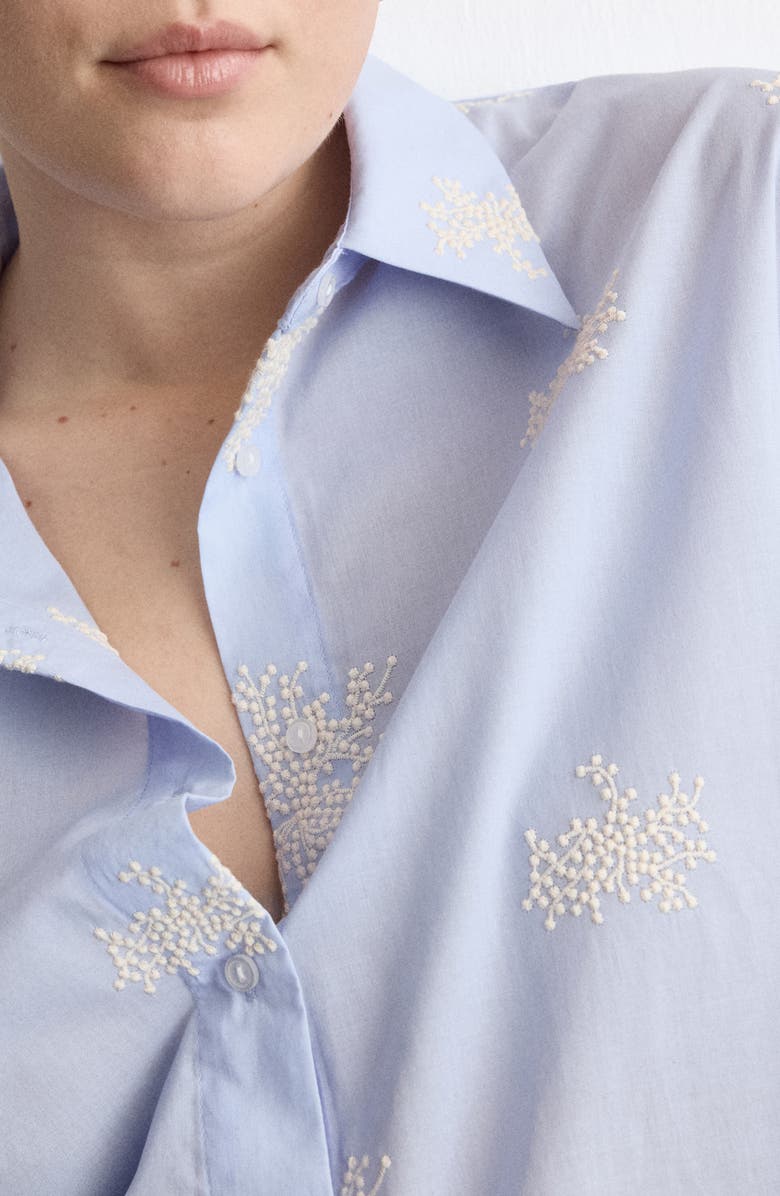 MANGO Floral Embroidered Button-Up Shirt, Alternate, color, 