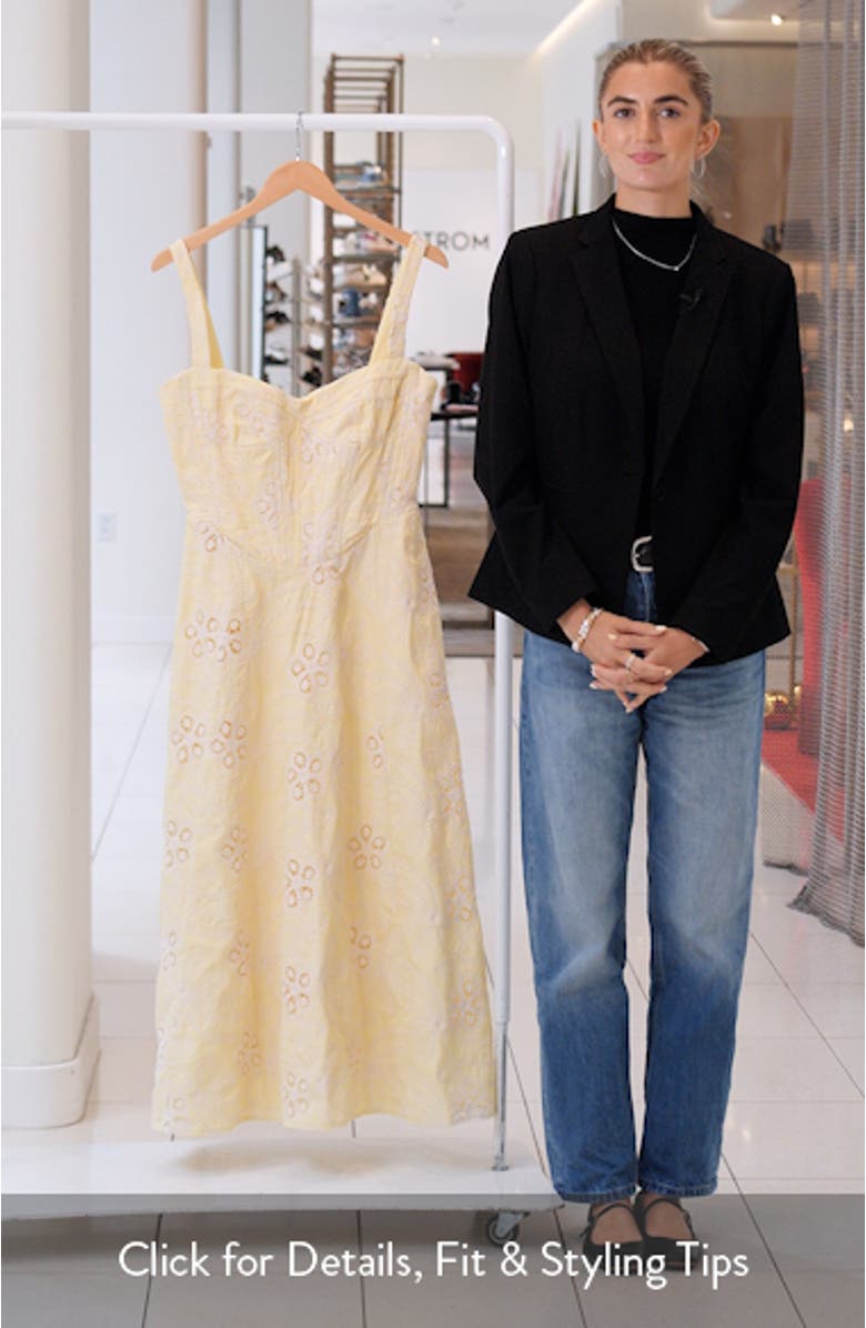 Lilah Floral Eyelet Lace Corset Midi Sundress, sales video thumbnail