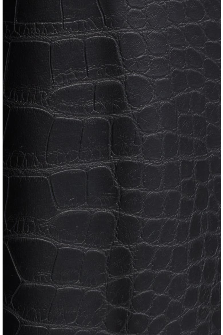 Croc Embossed Faux Leather Crop Wide Leg Pants, Alternate, color, BLACK