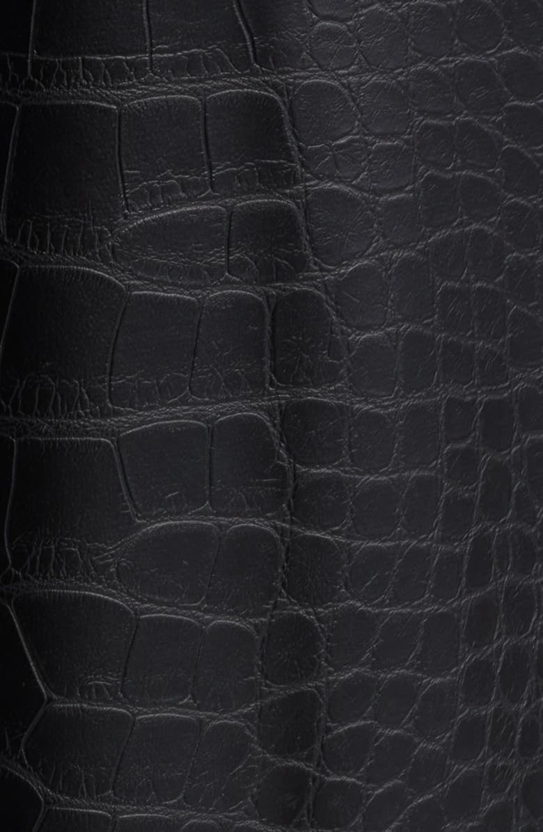 KOBI HALPERIN Croc Embossed Faux Leather Crop Wide Leg Pants, Alternate, color, Black