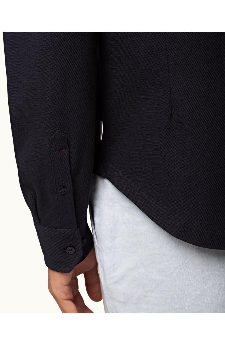 Orlebar Brown Giles Pique Classic Collar Cotton Pique Shirt, Alternate, color, Night Iris