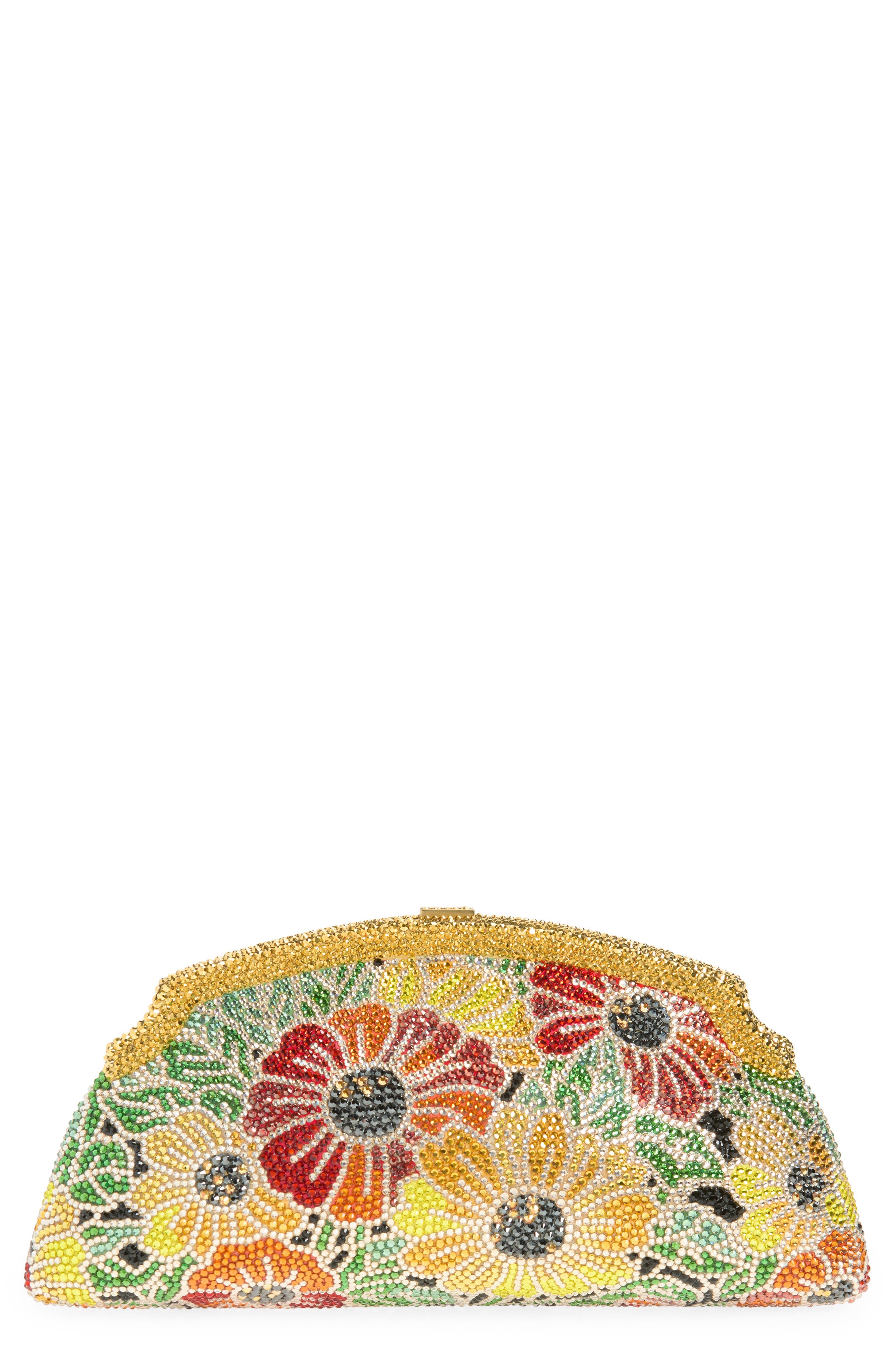 JUDITH LEIBER COUTURE Mini Venetian Meadow Crystal Embellished Clutch, Main, color, Champagne Prosecco Multi