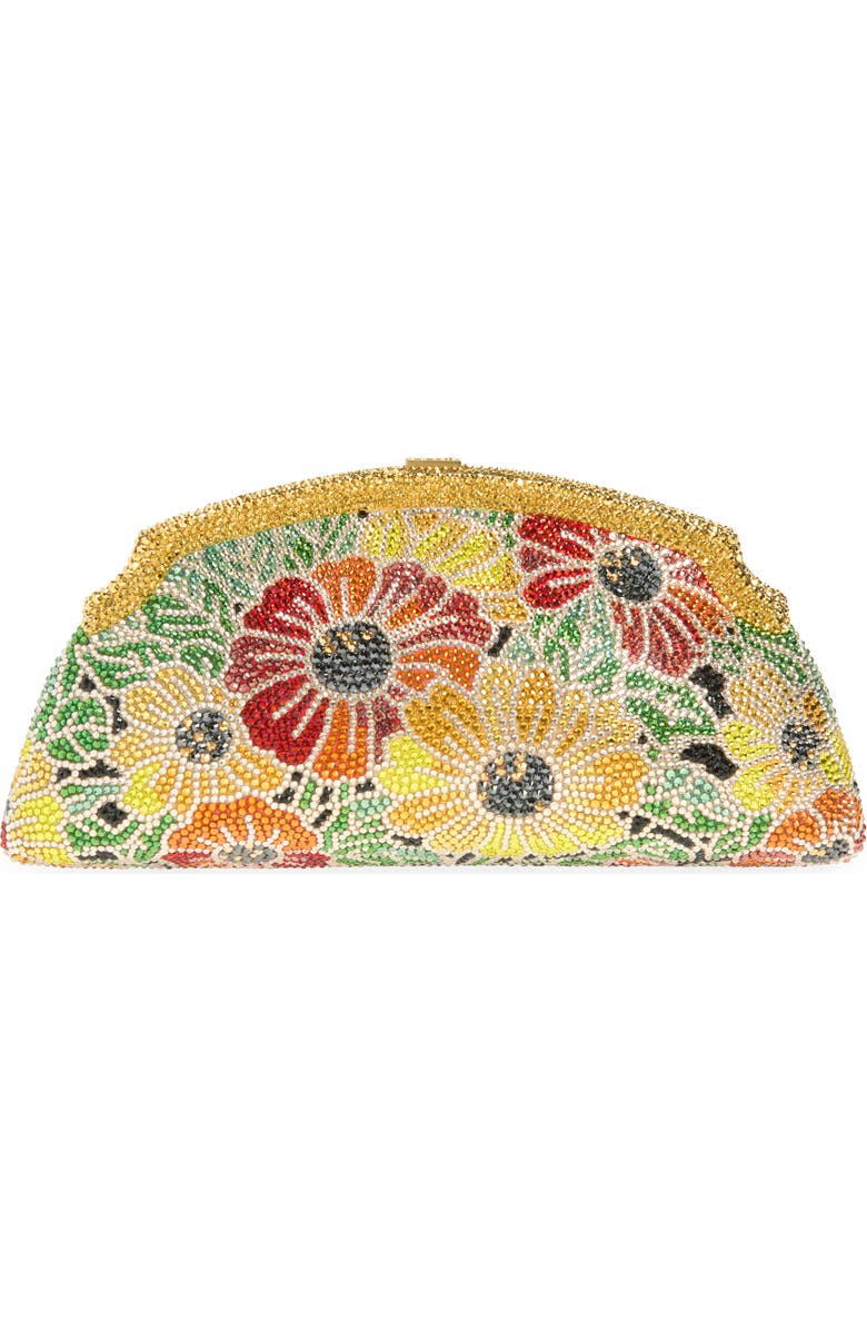 JUDITH LEIBER COUTURE Mini Venetian Meadow Crystal Embellished Clutch, Main, color, Champagne Prosecco Multi