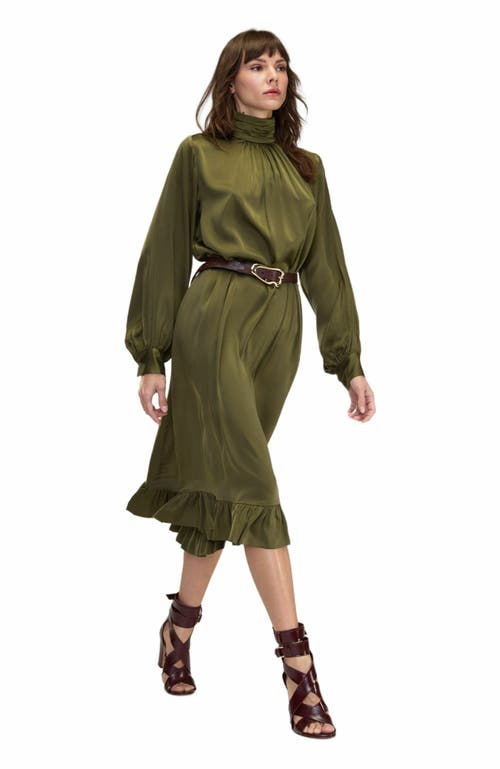 Cynthia Rowley Monroe Silk Charmeuse Dress In Green