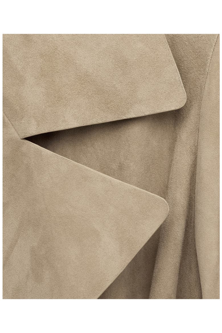Long Belted Suede Trench Coat, Alternate, color, MEDIUM BROWN