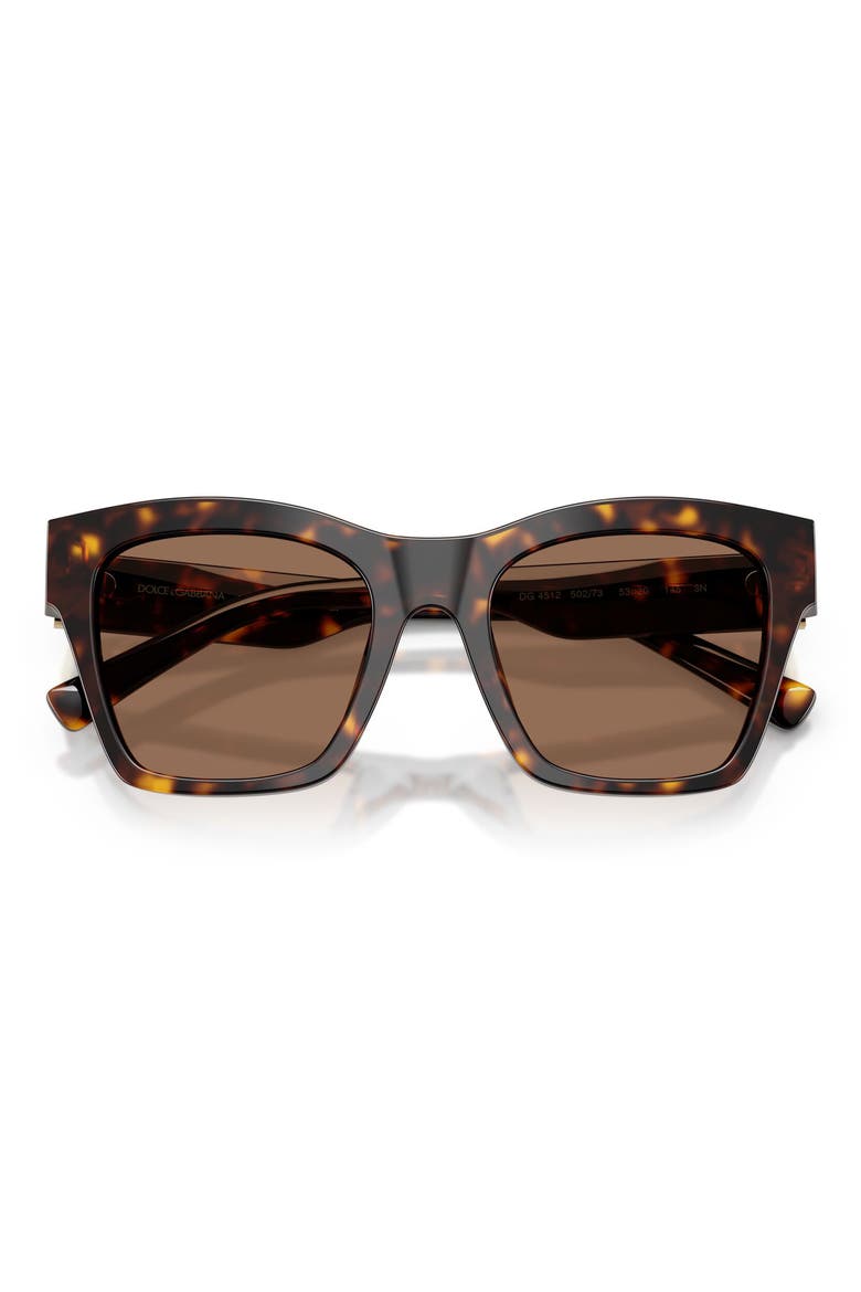 53mm Square Sunglasses, Alternate, color, HAVANA / DARK BROWN
