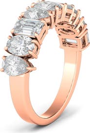 HauteCarat Pear, Oval & Emerald Cut Lab Created Diamond Half Eternity Ring