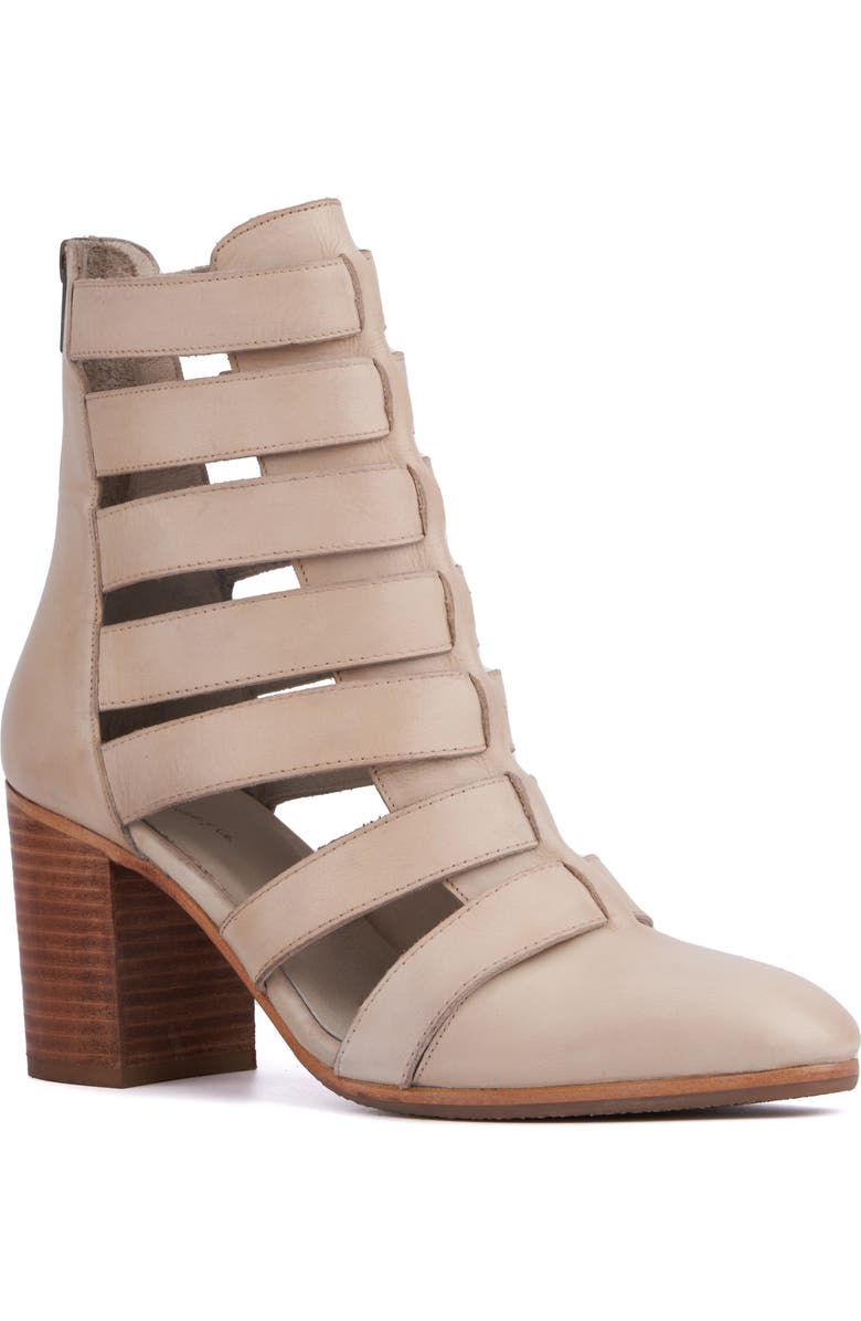 VINTAGE FOUNDRY Vivi Caged Block Heel Bootie, Main, color, Ivory