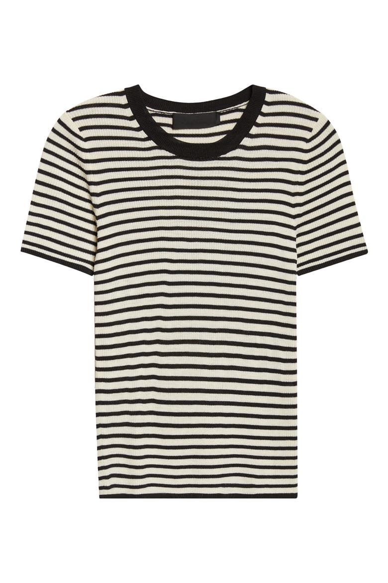 Hettie Stripe Silk Sweater, Alternate, color, BLACK/ IVORY STRIPE
