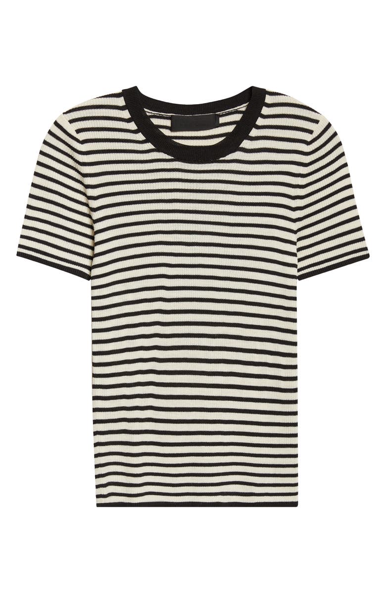 Nili Lotan Hettie Stripe Silk Sweater, Alternate, color, Black/ Ivory Stripe