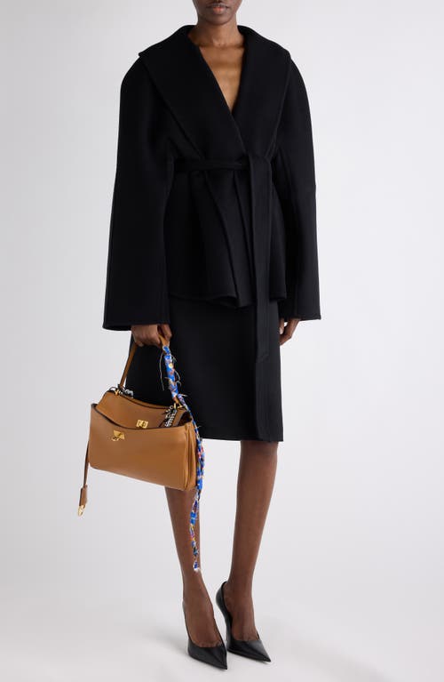 Balenciaga Hourglass Grain De Poudre Wool Midi Skirt In Black