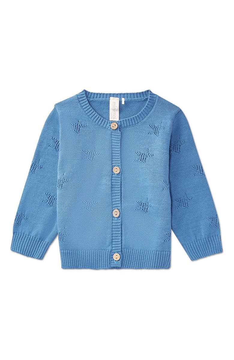 MiniMoi Star Pattern Cotton Cardigan, Main, color, Blue Indigo