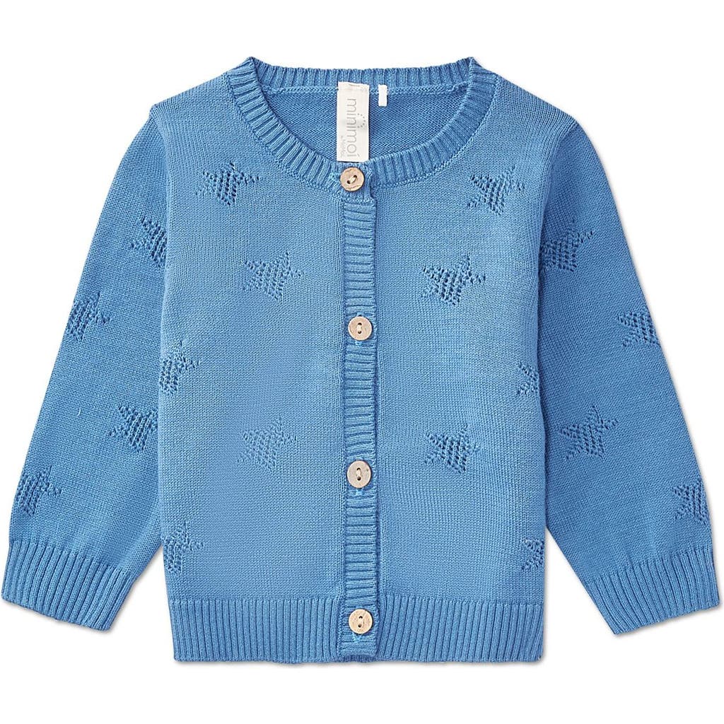 Minimoi Star Pattern Cotton Cardigan In Blue