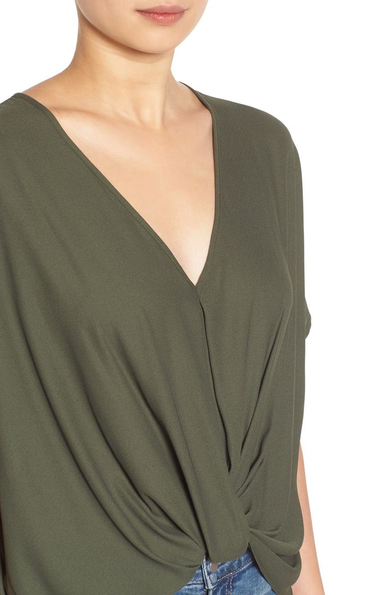 All in Favor Twist Front Woven Top, Alternate, color,