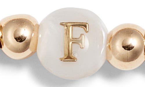 Nashelle Mother Of Pearl Initial Beaded Bracelet In Gold Fill F