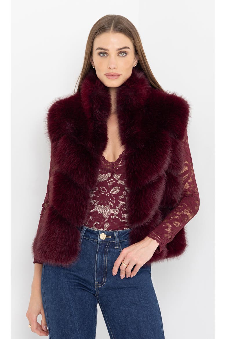 Rosario Faux Fur Vest, Main, color, Red