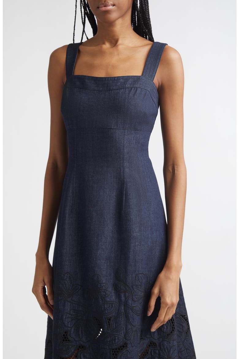 Rosaura Eyelet Embroidery Denim Dress, Alternate, color, INDIGO RINSE