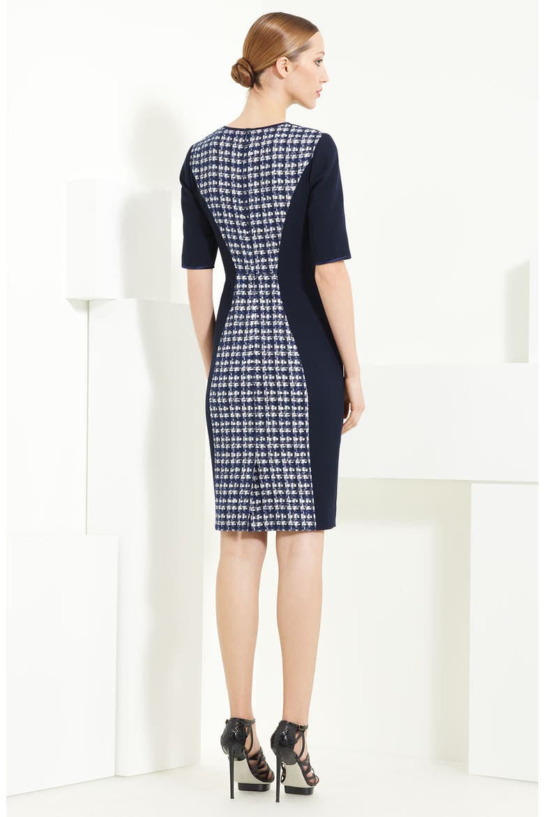 Tweed & Twill Dress, Alternate, color, BLUE/ IVORY