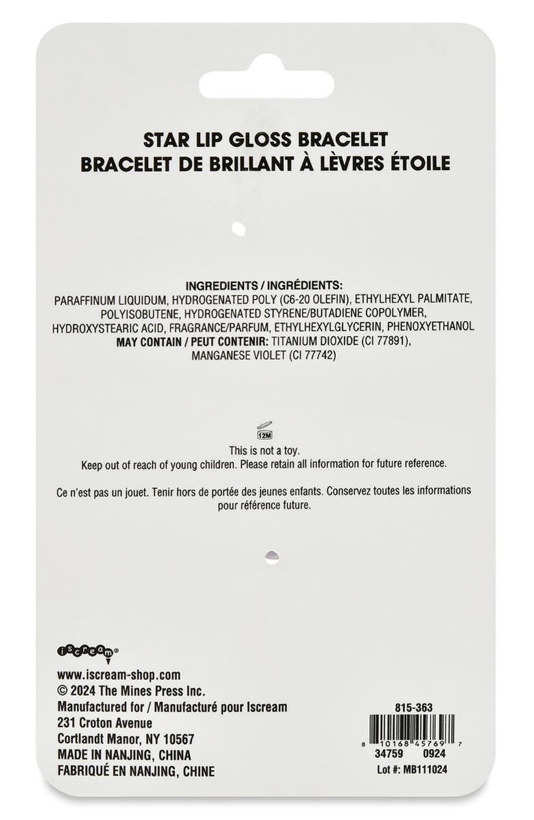 Iscream Kids' Star Lip Gloss Beaded Bracelet, Alternate, color, Purple Multi